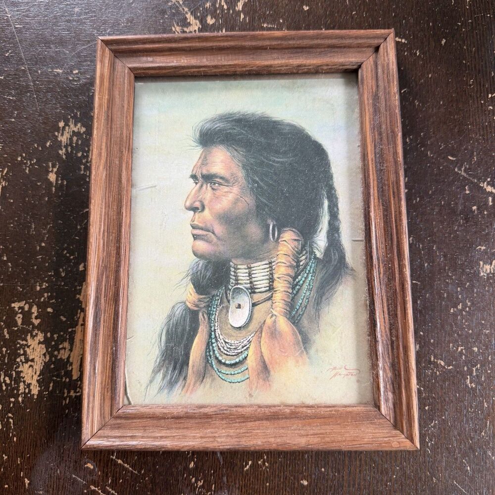 Vintage Framed Bill Hampton Cheyenne Warman Leanin’ Tree Card